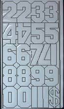 24x45" Blue Sheet Magnet Vowels. 2ea 23456780, 4 #1, 1 $ sign