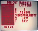 Whiteboard with Red Die Cut Magnet Letters and Numbers