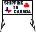 Texas to Canada Shipping. Magnet Sign with Texas, Canadian Symbols